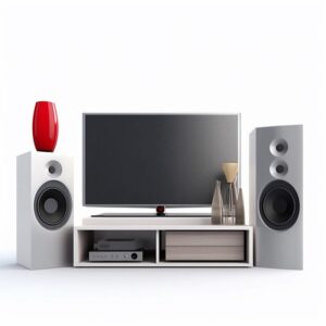 ha-uma-televisao-e-alto-falantes-em-uma-sala-com-uma-parede-branca-generativa-ai_958138-12539